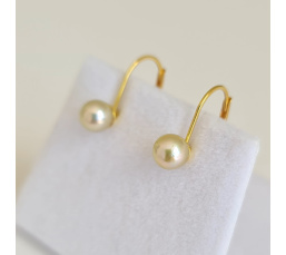 Akoyas en Or - Boucles d'Oreilles en Or Jaune et Perles du Japon