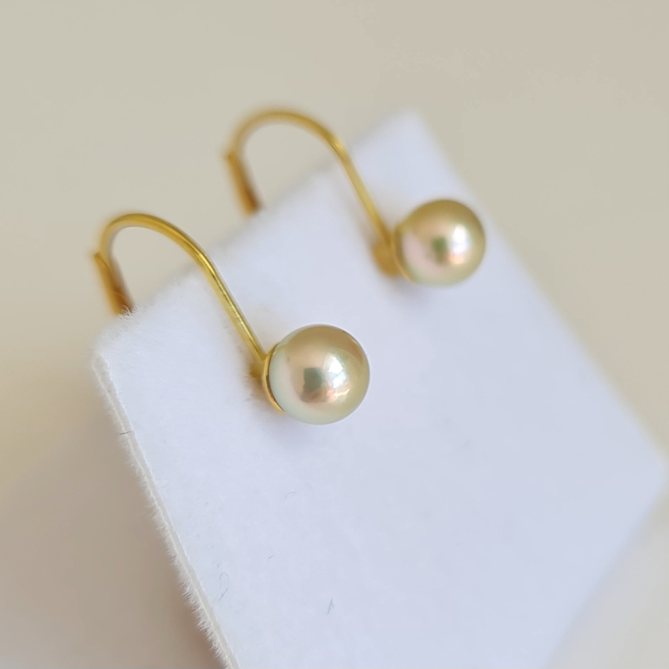 Akoyas en Or - Boucles d'Oreilles en Or Jaune et Perles du Japon