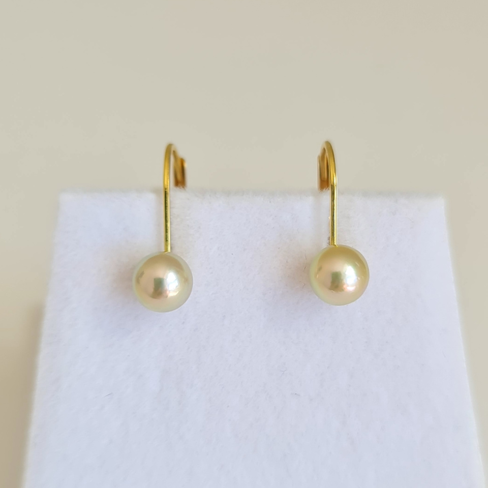Akoyas en Or - Boucles d'Oreilles en Or Jaune et Perles du Japon