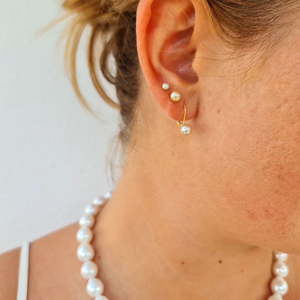 Akoyas en Or - Boucles d'Oreilles en Or Jaune et Perles du Japon