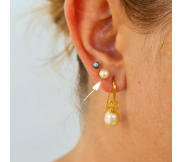 Akoyas en Or - Boucles d'Oreilles en Or Blanc et Véritables Perles Akoyas du Japon