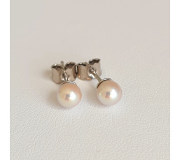 Akoyas en Or - Boucles d'Oreilles en Or Blanc et Véritables Perles Akoyas du Japon