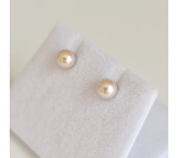 Akoyas en Or - Boucles d'Oreilles en Or Blanc et Véritables Perles Akoyas du Japon