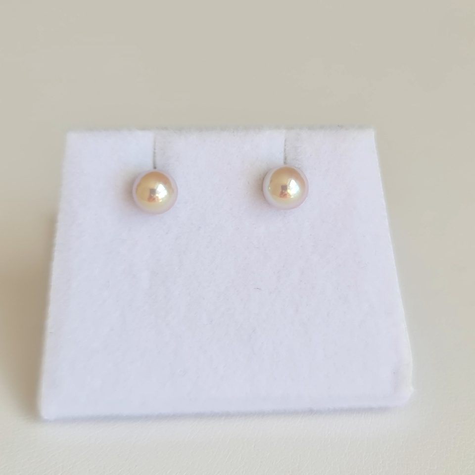 Akoyas en Or - Boucles d'Oreilles en Or Blanc et Véritables Perles Akoyas du Japon