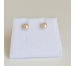 Akoyas en Or - Boucles d'Oreilles en Or Blanc et Véritables Perles Akoyas du Japon