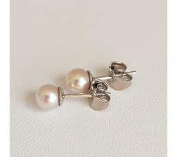 Akoyas en Or - Boucles d'Oreilles en Or Blanc et Véritables Perles Akoyas du Japon