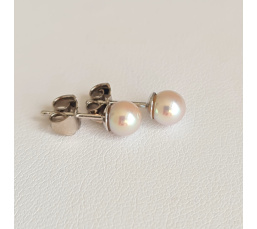 Akoyas en Or - Boucles d'Oreilles en Or Blanc et Véritables Perles Akoyas du Japon