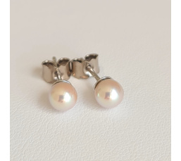 Akoyas en Or - Boucles d'Oreilles en Or Blanc et Véritables Perles Akoyas du Japon