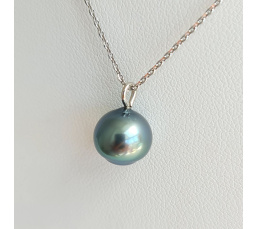 Tahiti - Collier Argent rhodié et Véritable Perle de Tahiti