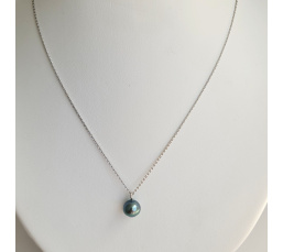 Tahiti - Collier Argent rhodié et Véritable Perle de Tahiti