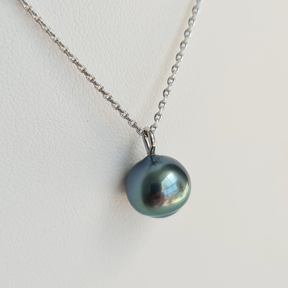 Tahiti - Collier Argent rhodié et Véritable Perle de Tahiti