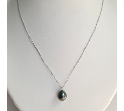 Tahiti - Collier Argent rhodié et Véritable Perle de Tahiti