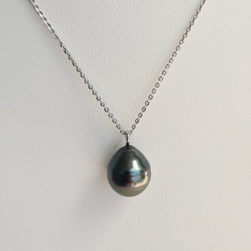 Tahiti - Collier Argent rhodié et Véritable Perle de Tahiti