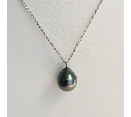 Tahiti - Collier Argent rhodié et Véritable Perle de Tahiti