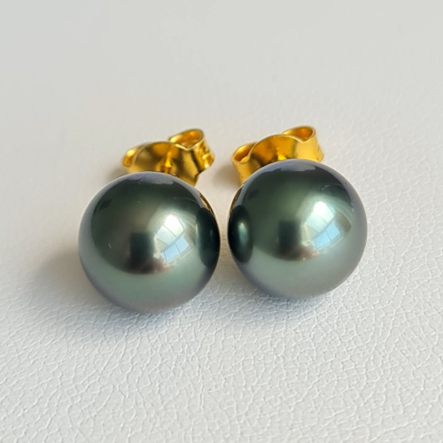 La Vie en Or - Boucles d'Oreilles en Or Jaune et Véritables Perles de Tahiti