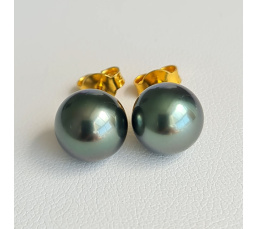 La Vie en Or - Boucles d'Oreilles en Or Jaune et Véritables Perles de Tahiti