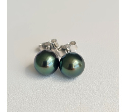 Perles de Pluie - Boucles d'Oreilles Or Blanc et Véritables Perles de Tahiti