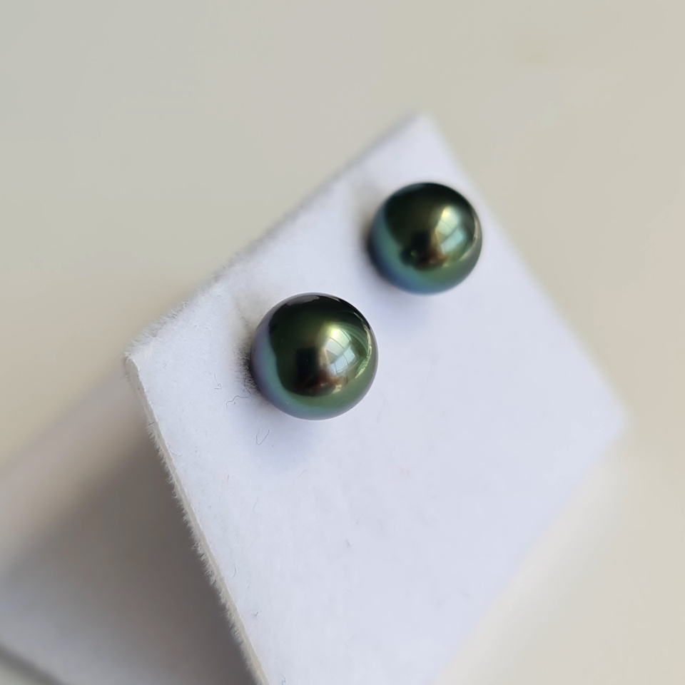 Perles de Pluie - Boucles d'Oreilles Or Blanc et Véritables Perles de Tahiti