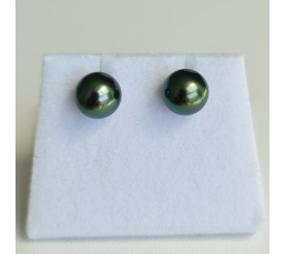 Perles de Pluie - Boucles d'Oreilles Or Blanc et Véritables Perles de Tahiti