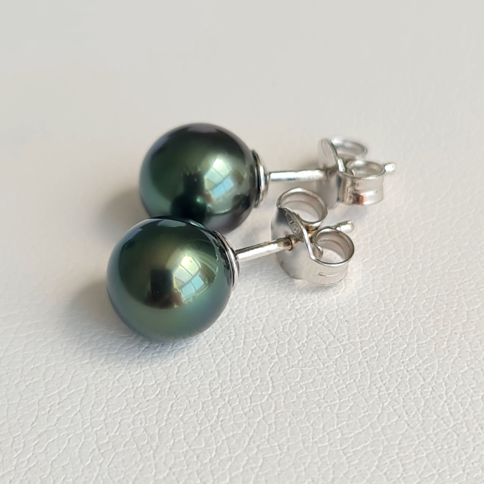 Perles de Pluie - Boucles d'Oreilles Or Blanc et Véritables Perles de Tahiti