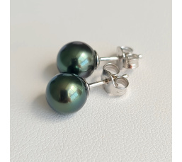 Perles de Pluie - Boucles d'Oreilles Or Blanc et Véritables Perles de Tahiti