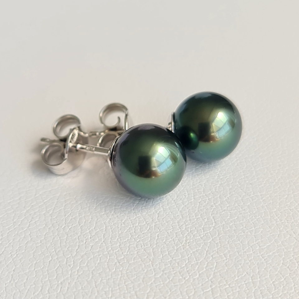 Perles de Pluie - Boucles d'Oreilles Or Blanc et Véritables Perles de Tahiti