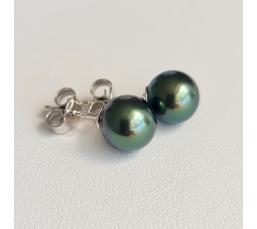 Perles de Pluie - Boucles d'Oreilles Or Blanc et Véritables Perles de Tahiti