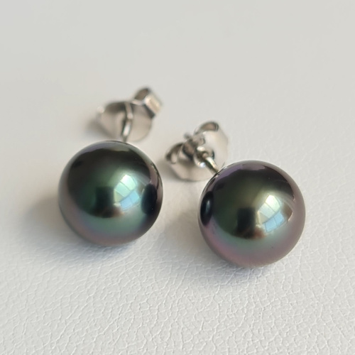 Perles de Pluie - Boucles d'Oreilles Or Blanc et Véritables Perles de Tahiti