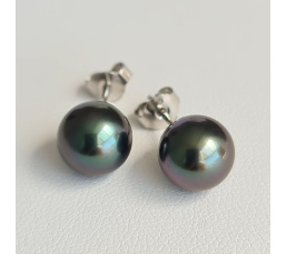 Perles de Pluie - Boucles d'Oreilles Or Blanc et Véritables Perles de Tahiti