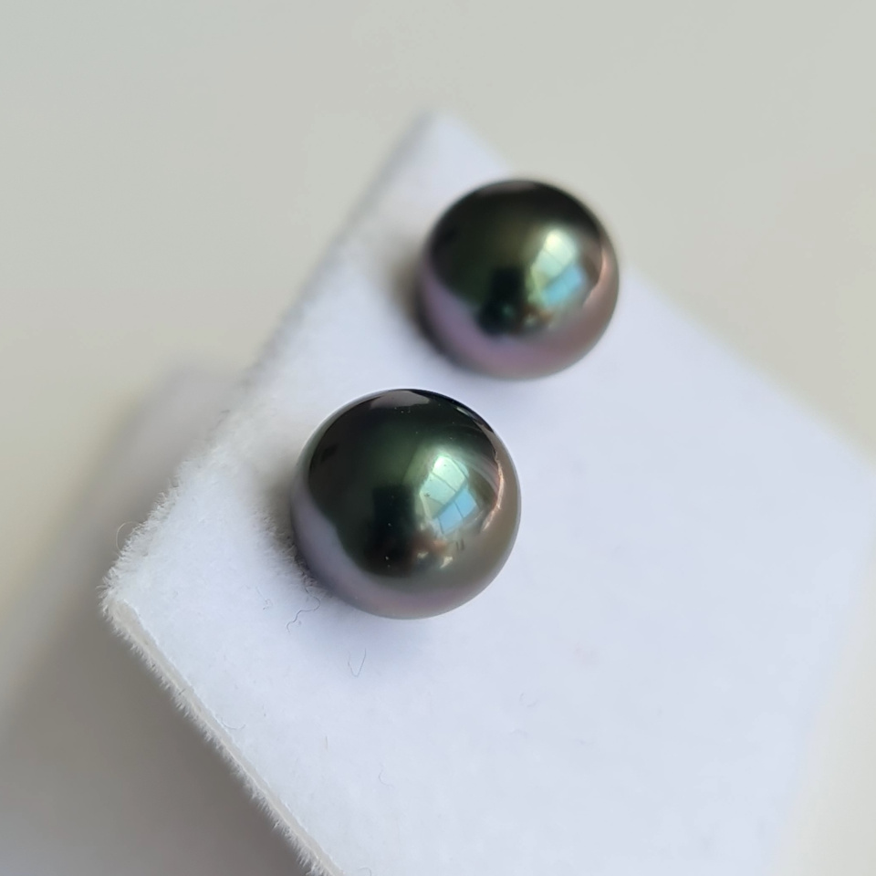 Perles de Pluie - Boucles d'Oreilles Or Blanc et Véritables Perles de Tahiti