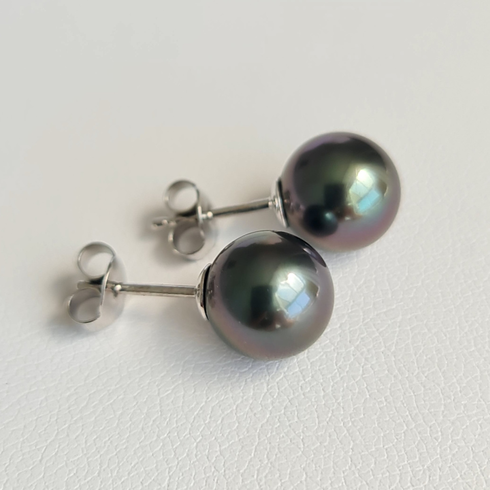 Perles de Pluie - Boucles d'Oreilles Or Blanc et Véritables Perles de Tahiti