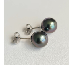 Perles de Pluie - Boucles d'Oreilles Or Blanc et Véritables Perles de Tahiti