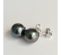 Perles de Pluie - Boucles d'Oreilles Or Blanc et Véritables Perles de Tahiti