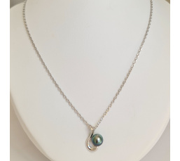 Hameçon - Pendentif Argent Rhodié et Perle de Tahiti d'exception
