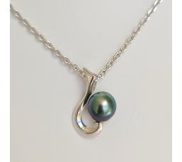 Hameçon - Pendentif Argent Rhodié et Perle de Tahiti d'exception