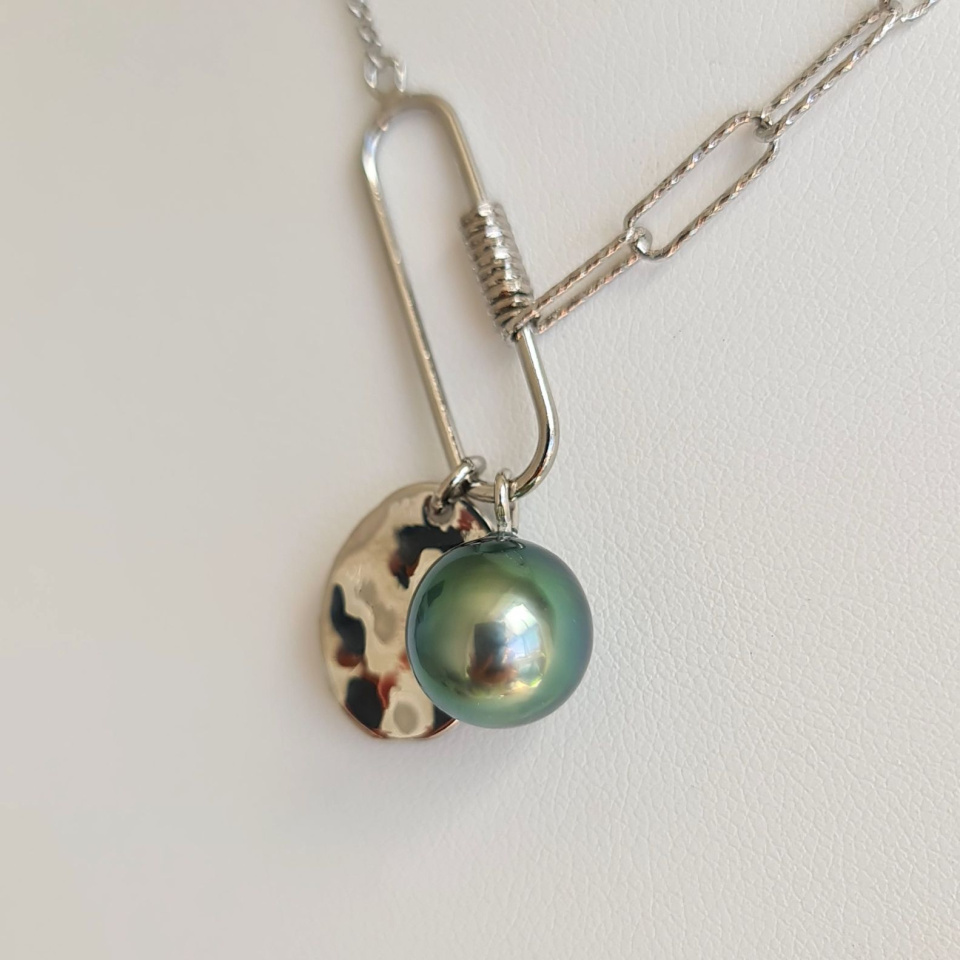 Poema - Collier Argent rhodié et Perle de Tahiti d'exception