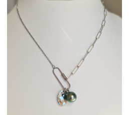 Poema - Collier Argent rhodié et Perle de Tahiti d'exception