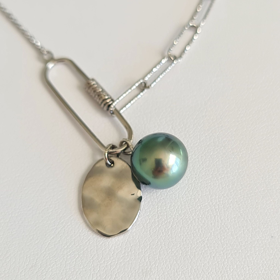 Poema - Collier Argent rhodié et Perle de Tahiti d'exception
