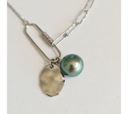 Poema - Collier Argent rhodié et Perle de Tahiti d'exception