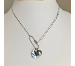 Poema - Collier Argent rhodié et Perle de Tahiti d'exception