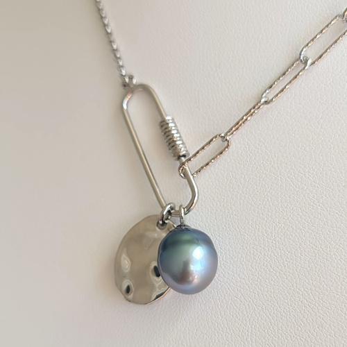 Poema - Collier Argent rhodié et Perle de Tahiti d'exception