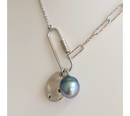 Poema - Collier Argent rhodié et Perle de Tahiti d'exception