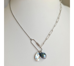 Poema - Collier Argent rhodié et Perle de Tahiti d'exception