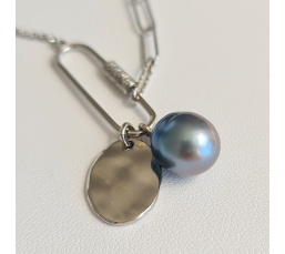 Poema - Collier Argent rhodié et Perle de Tahiti d'exception