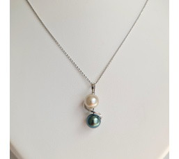 Toi&Moi Maupiti - Pendentif en Or Blanc et Perles de Tahiti d'Exception