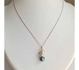 Toi&Moi Maupiti - Pendentif en Or Blanc et Perles de Tahiti d'Exception