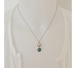 Toi&Moi Maupiti - Pendentif en Or Blanc et Perles de Tahiti d'Exception