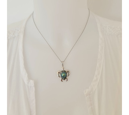Tortue Nacrée- Pendentif Argent Rhodié et Perle de Tahiti d'Exception