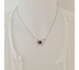 Papillon Vole, vole ... - Collier Argent Rhodié et Véritable Perle de Tahiti d'exception