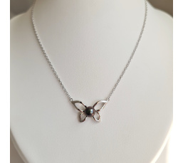 Papillon Vole, vole ... - Collier Argent Rhodié et Véritable Perle de Tahiti d'exception